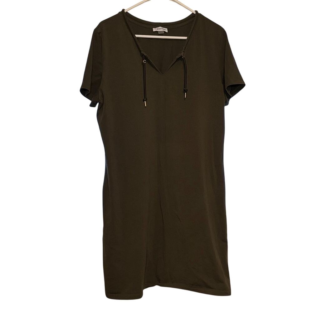 Calvin Klein Women’s Olive Green Casual Short Sleeve Dress Size XL
